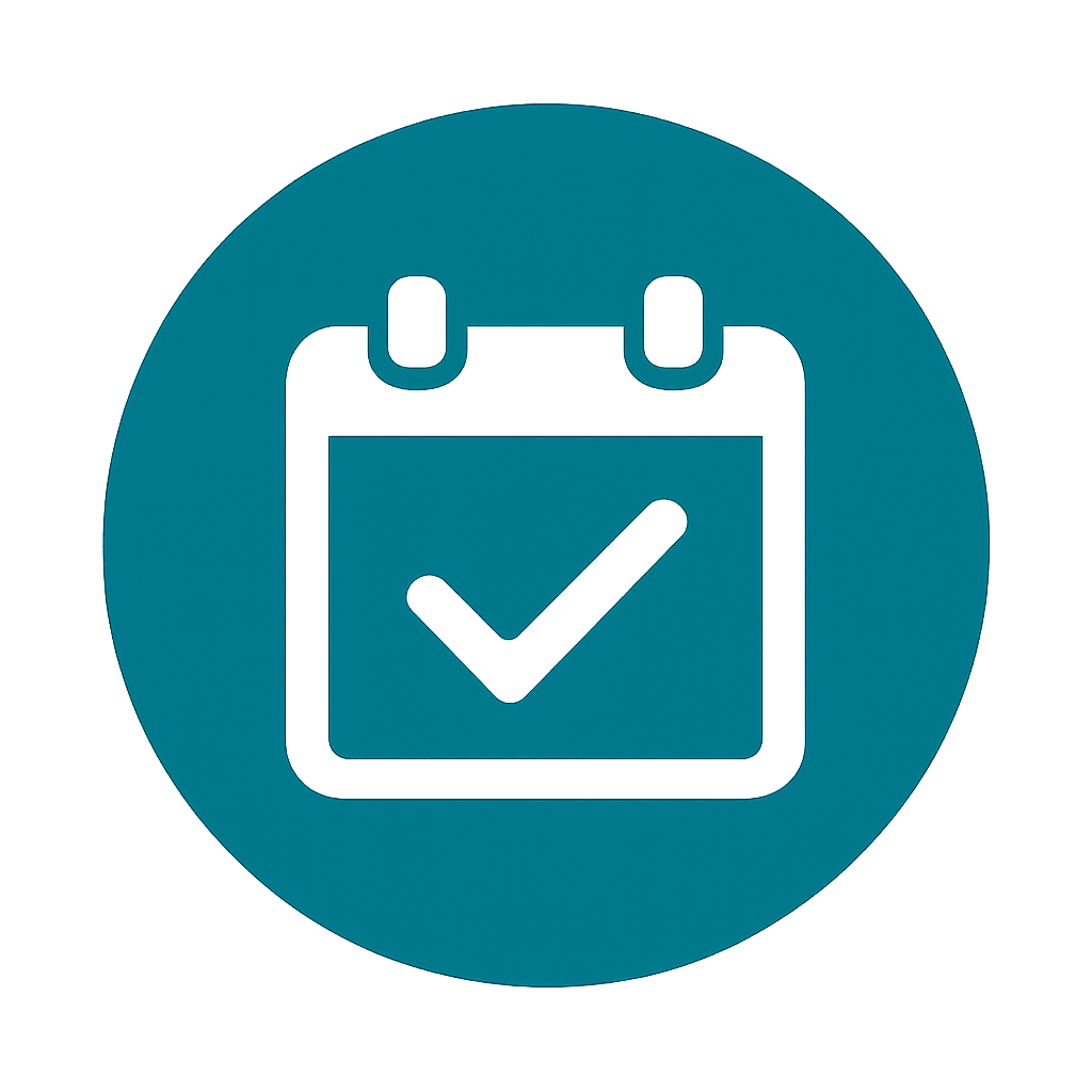 Reliability and timeliness icon with a calendar